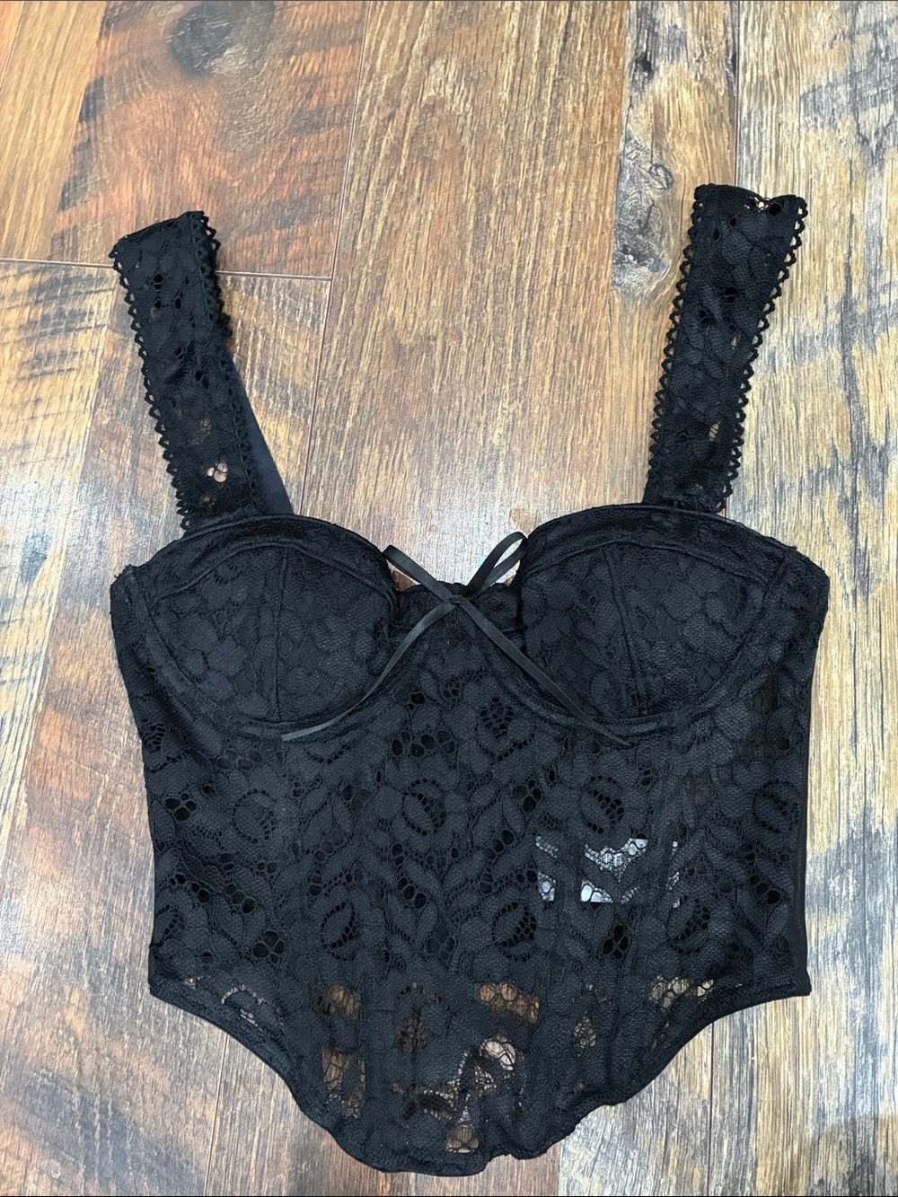 Garage Black Lace Bustier Top